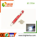 Factory Supply Aluminum material LR41 Button Cell Used Multi-functional 6 in 1 Pen led Light With Screwdriver Bits